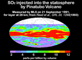 Image of SO2 Injected into the Earth Stratosphere by Pinatubo Volcano