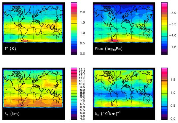Figure 1. Maps of gravity wave temperature amplitude