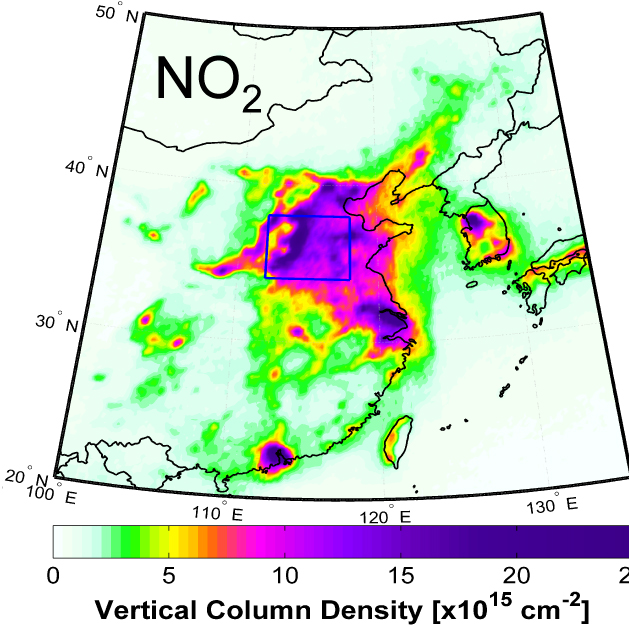 NO2 China  Vertical Column Density
