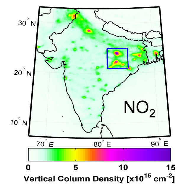 NO2 India  Vertical Column Density