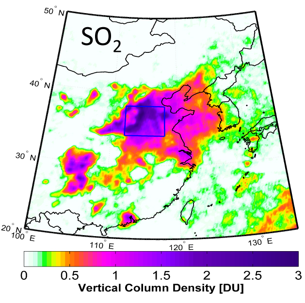 SO2 China Vertical Column Density