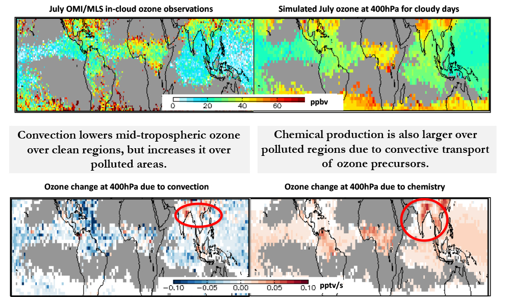 GEOSCCM simulations reproduce the tropospheric ozone distribution observed by Aura OMI/MLS