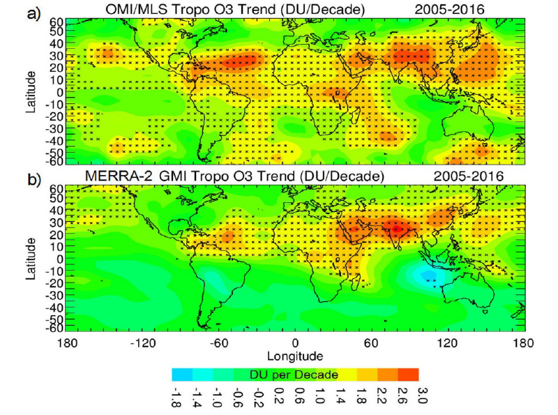 Trends in OMI/MLS tropospheric column ozon 