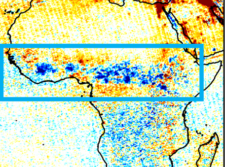 Reductions in nitrogen dioxide burden over north equatorial Africa from decline in biomass burning in spite of growing fossil fuel use