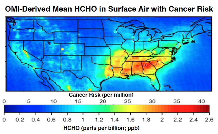 Using Aura OMI data to map cancer risks from formaldehyde 