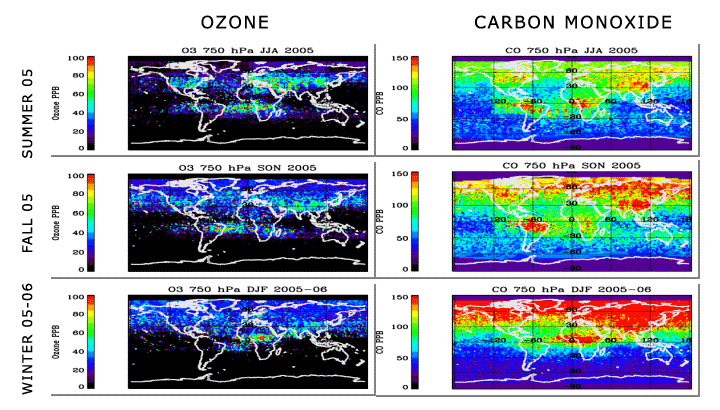 TES first maps of ozone and carbon monoxide